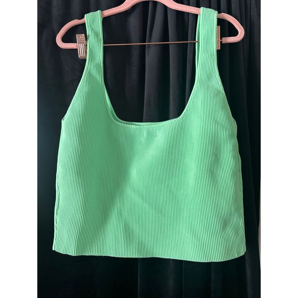 Cotton on Neon green ribbed square neck tank top Size 18/XL NWT - Picture 2 of 4